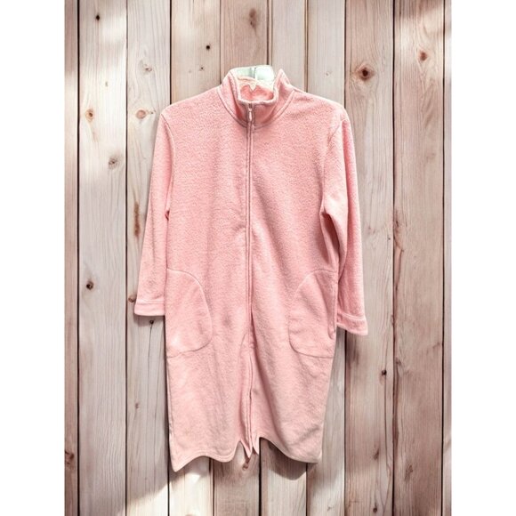 Appleseed's Pink Zip-Up Fleece Robe With Pockets - Picture 2 of 9